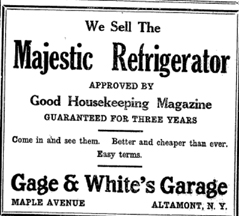 Ad for Majestic Refrigerators, Altamont Enetrprise 4-5-1931
