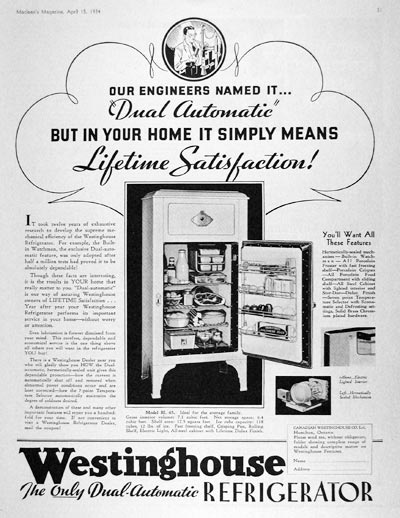 Westinghouse Refrigerator Ad - Dual Automatic