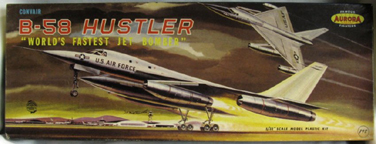 Aurora plastic model kit for the Convair B-58 Hustler  box art by Jo Kotula