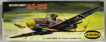 Aurora plastic model kit for the Messerschmitt Bf 109 Fighter box art by Jo Kotula