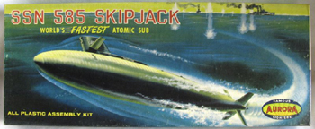 Aurora plastic model kit for the submarine Skipjack box art by Jo Kotula