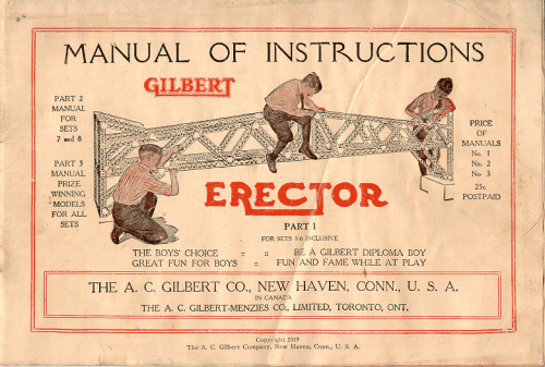 Cover of the 1919 How to Make'em book for Erector Sets