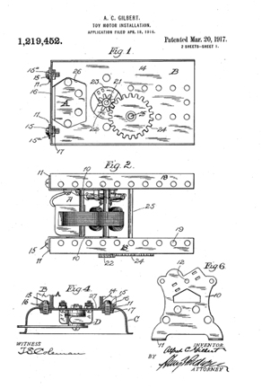 Patent for the Erector Set P-58 Motor 1,219,452