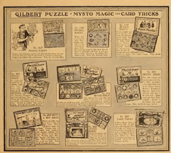 A.C. Gilbert Magic and Puzzle kits from the 1918 Catalogue