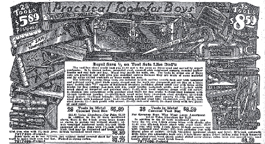 Ad for comparable tool sets sold by Sears in comparison with the A.C. Gilbert Company Big Boy Tool Sets