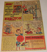 1949 Erector Set advertisement with Superman and the walking giant