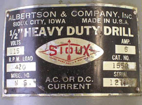 Sioux Drill Manufacturer Plate