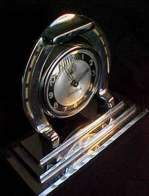 Ingraham Ace Horseshoe Clock-Oblique View