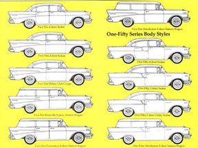 Chart of Chevrolet Body Styles for 1957