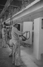 Painting on the Refrigerator Assembly Line