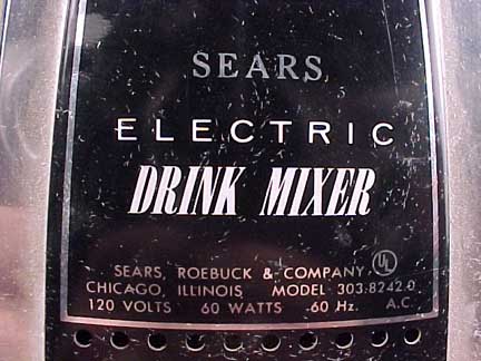 Sears Mixer manufacturer Plate