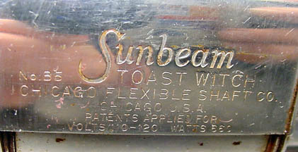 Sunbeam Toast Witch, Maker's Plate