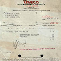 Invoice from United Autographic Register Company