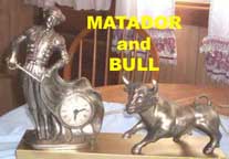 United Metal Goods Matador and Bull clock