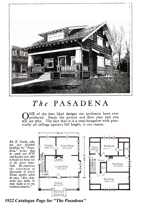 Lewis Homes catalogue page for The Pasadena