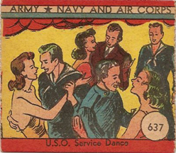 World War II Trading Card showing dancing in a USO Club (face)