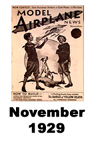  Model Airplane news cover for November of 1929 