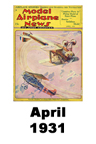  Model Airplane news cover for April of 1931 