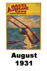  Model Airplane news cover for August of 1931 