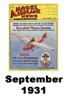  Model Airplane news cover for September of 1931 