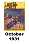  Model Airplane news cover for October of 1931 