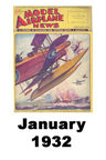  Model Airplane news cover for January of 1932 
