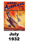  Model Airplane news cover for July of 1932 