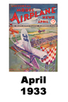  Model Airplane news cover for April of 1933 