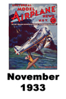 Model Airplane news cover for November of 1933 