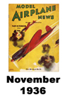  Model Airplane news cover for November of 1936 