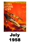  Model Airplane news cover for July of 1958 