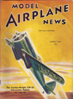 Model Airplane News Cover for April, 1939 by Jo Kotula Curtiss-Wright CW-21 Demon 