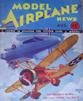 Model Airplane News Cover for August, 1932 Curtiss Sparrowhawk (and the Dirigible USS Akron) 