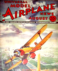 Model Airplane News Cover for August, 1934 by Jo Kotula Beechcraft Model 17 Staggerwing 