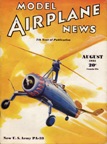 Model Airplane News Cover for August, 1935 by Jo Kotula US Army Pitcairn PA-33 Autogiro 