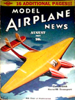 Model Airplane News Cover for August, 1937 by Jo Kotula Burnelli UB-14 and CBY-3 