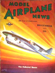 Model Airplane News Cover for December, 1937 by Jo Kotula Folkerts SK-3 Jupiter 