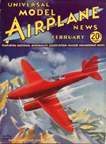 Model Airplane News Cover for February, 1935 by Jo Kotula Dehaviland DH. 88 Comet 