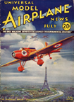 Model Airplane News Cover for July, 1934 by Jo Kotula Hanriot-Biche H.110 