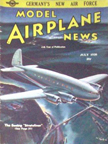 Model Airplane News Cover for July, 1938 by Jo Kotula Boeing Stratoliner 