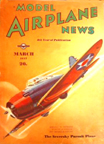 Model Airplane News Cover for March, 1937 by Jo Kotula Seversky 2PA Export Fighter 