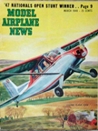 Model Airplane News Cover for March, 1948 by Jo Kotula Luscombe Model 11 Silvaire Sedan 
