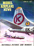 Model Airplane News Cover for October, 1951 by Jo Kotula Boeing B-50 Superfortress 