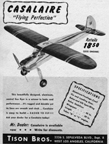  Casalaire model airplane designed by Lou Casale Tison Bros. Co. 