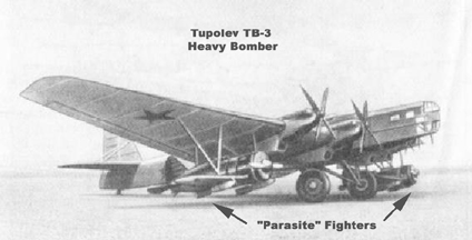  The Polikarpov I-5 as a parasite fighter on the Tupolev TB-3 heavy bomber