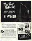Vintage Television Advertisement Philco and networks, LIFE magazine 1944