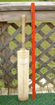 John Edrich  Cricket Bat with a yardstick for reference