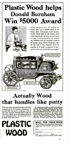 Endorsement of Plastic wood by Napoleonic Coach winnert from June 1932 issue of Popular Mechanics