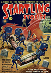 Startling Stories Science Fiction magazine cover - The Bridge to earth