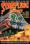 Startling Stories Science Fiction magazine cover - The Three Planeteers